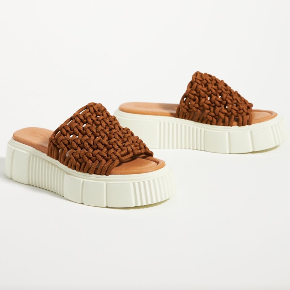 Anthropologie Maeve Crochet Robe Platform Sandal